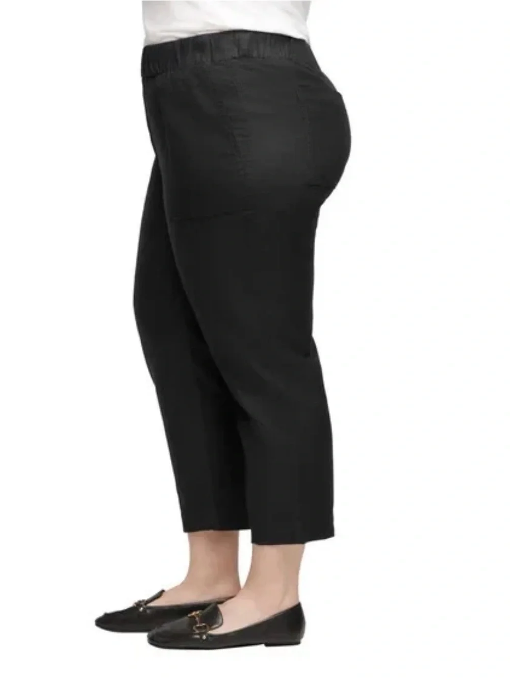 New Banana Republic Women’s Black Elastic-Waist Tapered Crop Pull-On Pants XXL